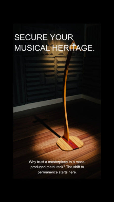 TimberLens™ Handcrafted Solid Wood Guitar Stand with Hygrometer - Cherry