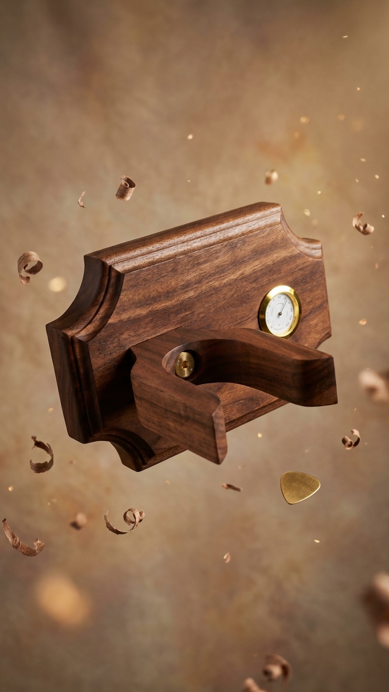 The Walnut Perch - Wall Mount Guitar & Ukulele stand. Your instrument, cared for. Always.